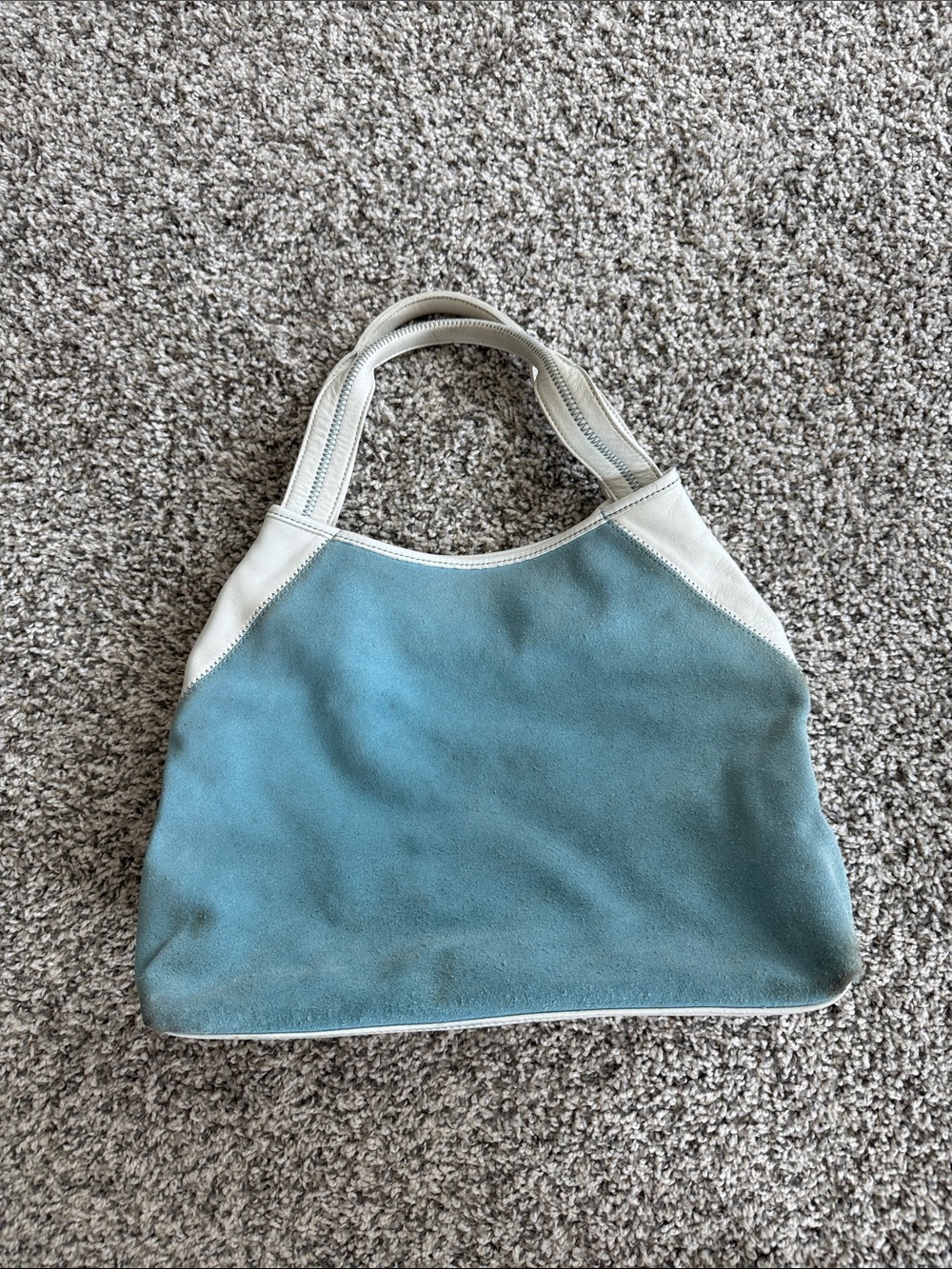 HYPE Vintage Y2K Blue Suede & White Leather Hobo Shoulder Bag Handbag